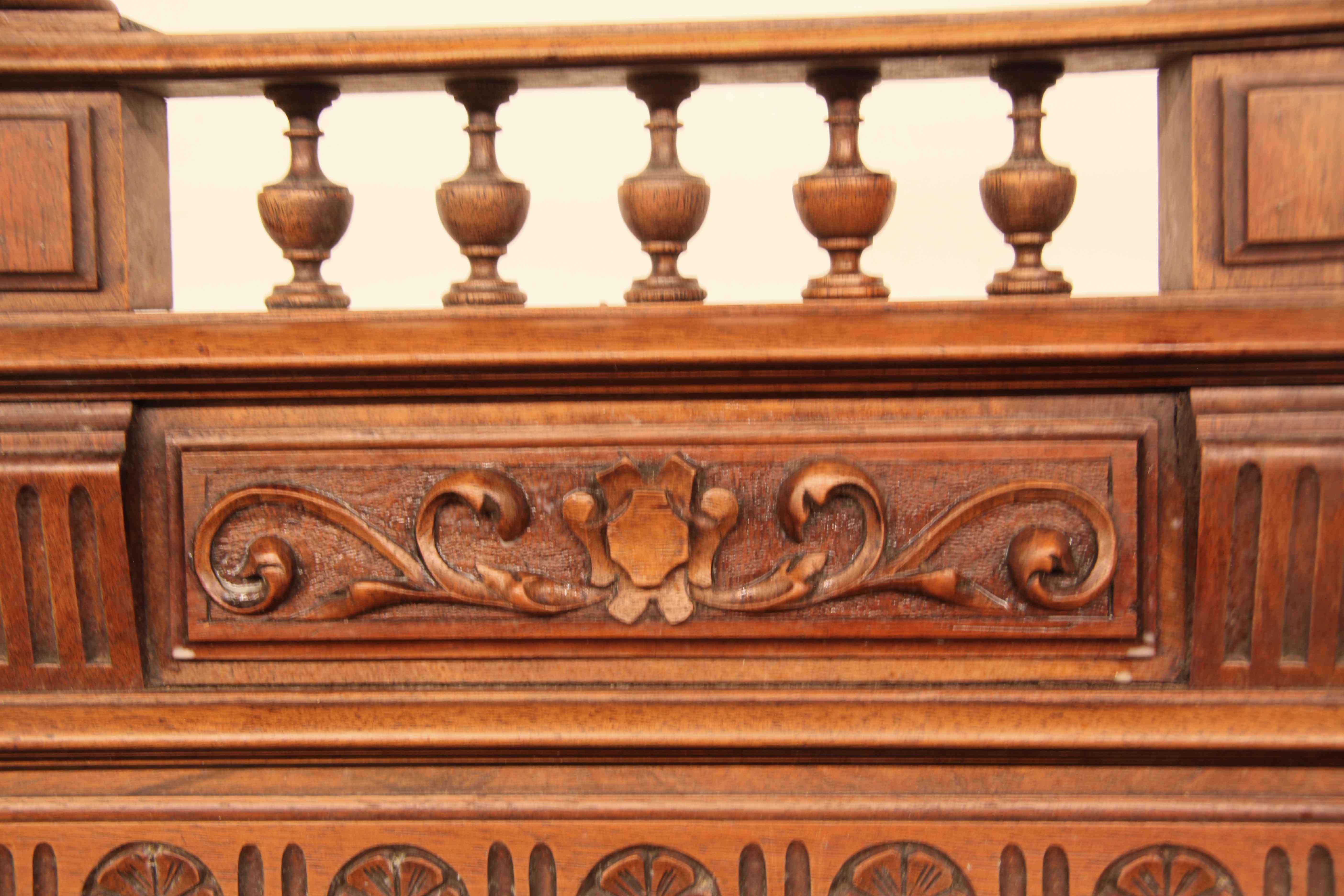Carved Walnut Marble Top Sideboard For Sale 5