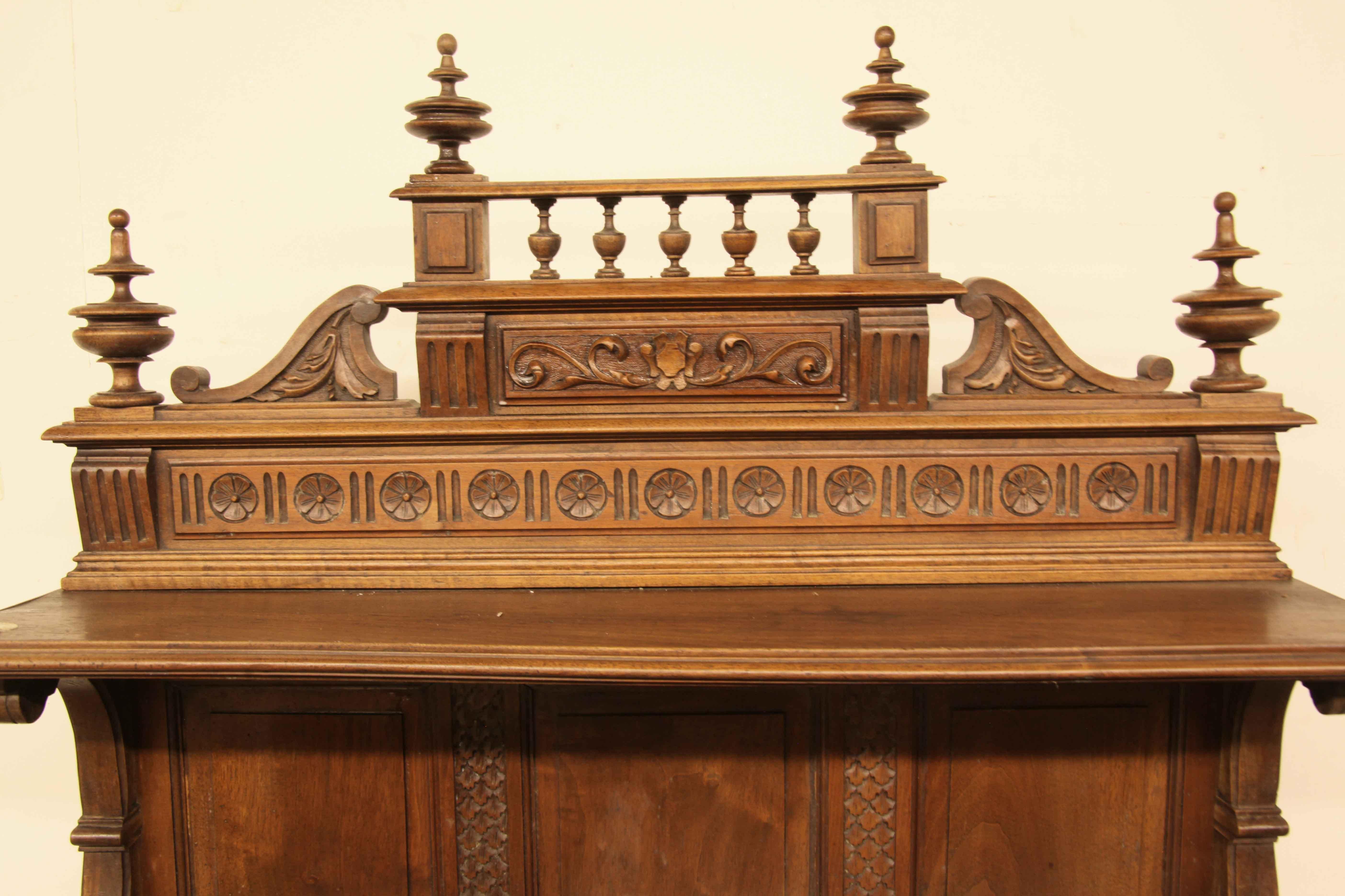 Carved Walnut Marble Top Sideboard In Good Condition For Sale In Wilson, NC