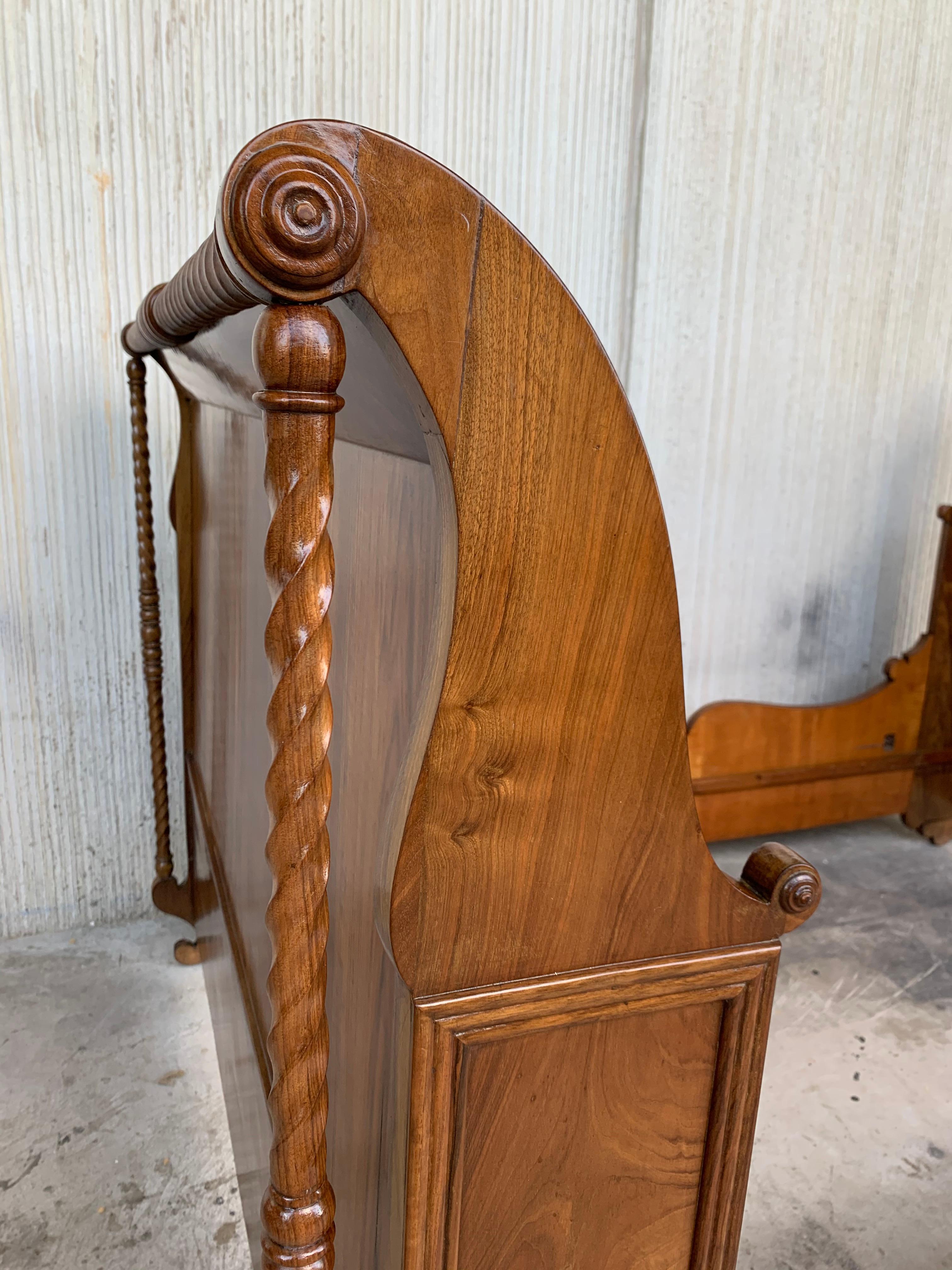 Carved Walnut Neoclassical Full Size Bed Frame, 20th Century 1