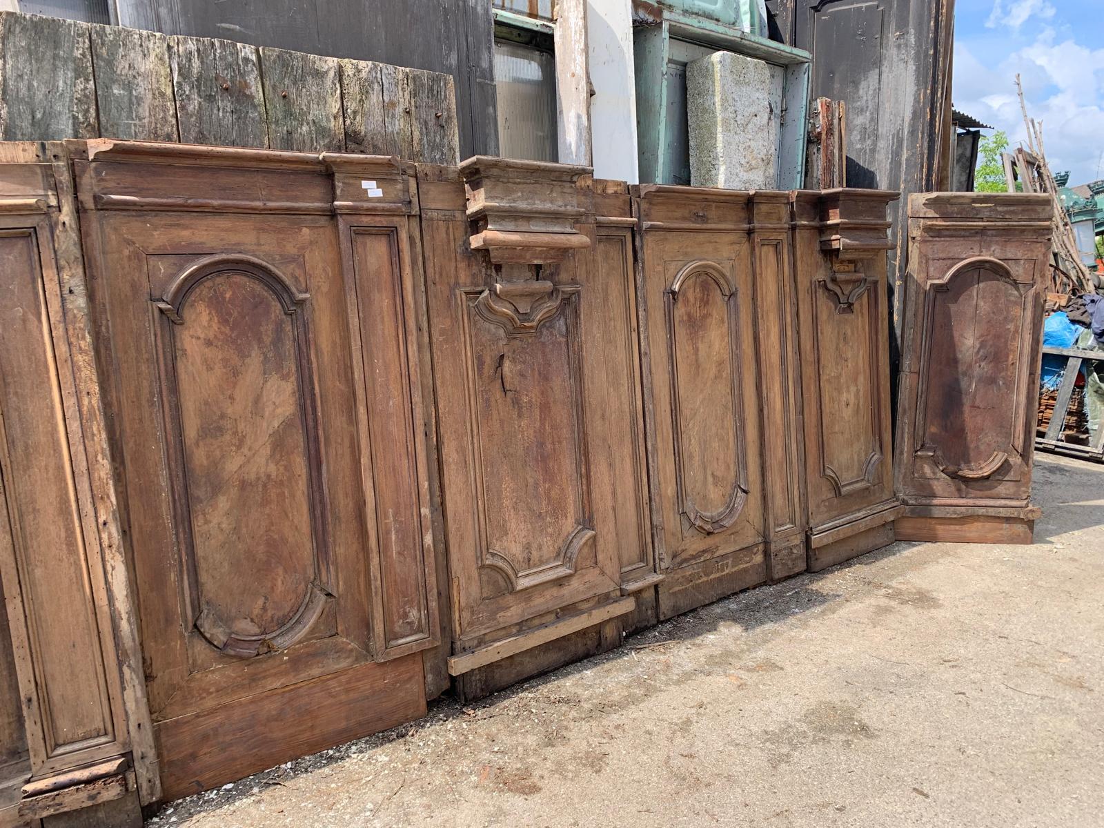Hand-Carved Carved walnut panel boiserie, Italy For Sale
