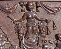 Carved Walnut Panel "The Scales of Justice" Renaissance Style 19th Century
