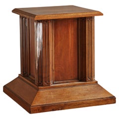 Carved Walnut Pedestal with Corner Columns, Italy 20th Century
