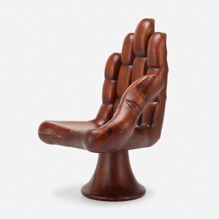 American Carved Walnut Pedro Friedeberg Style Hand Chair For Sale