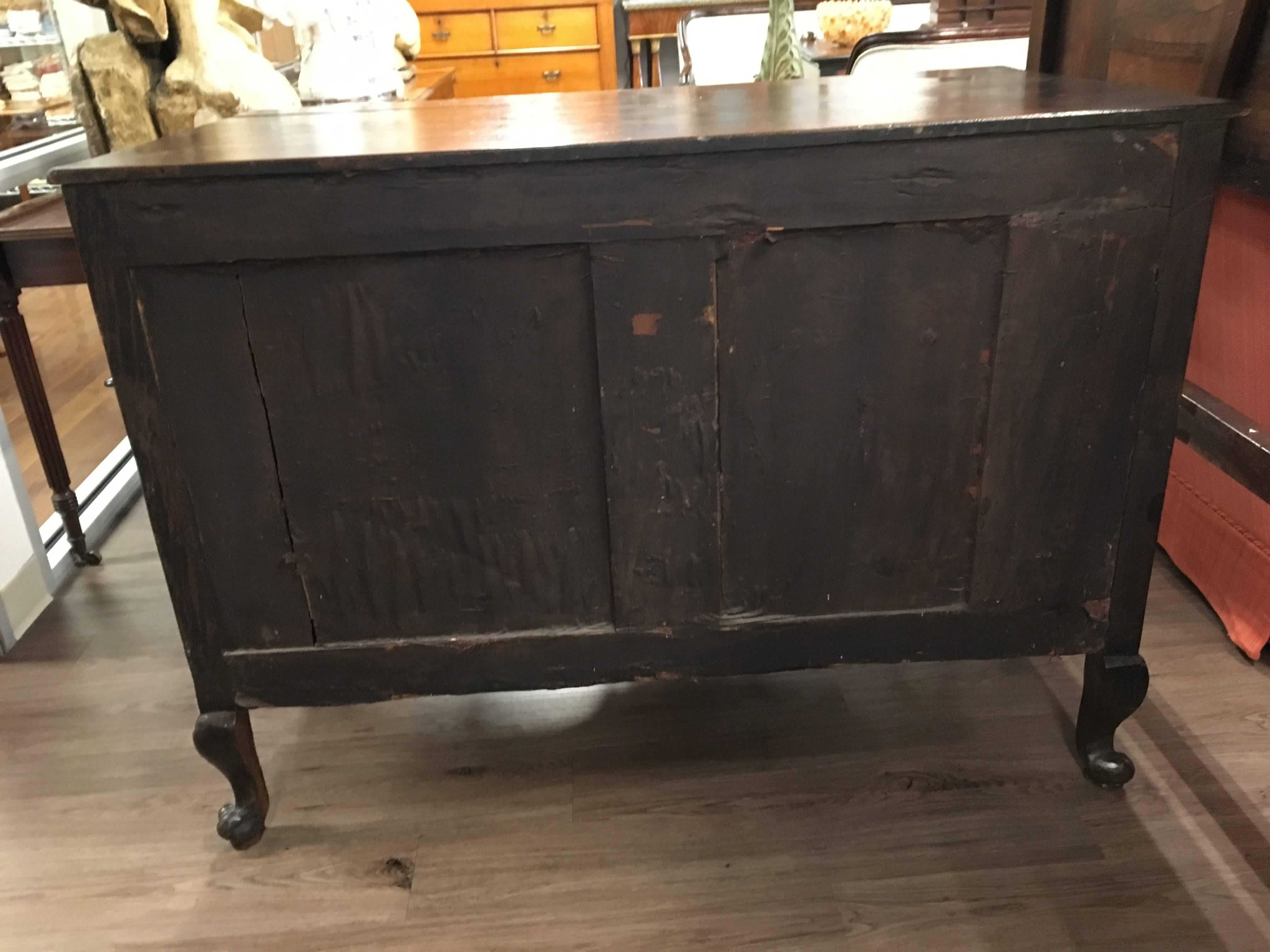 Carved Walnut Queen Anne Style Lowboy with Four Drawers For Sale 4