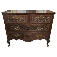 Carved Walnut Queen Anne Style Lowboy with Four Drawers