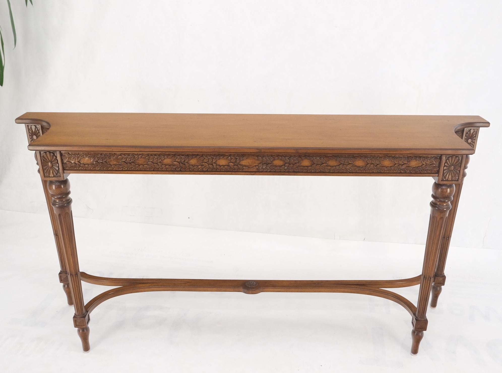 Carved walnut regency console sofa table.