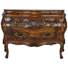 Carved Walnut Rococo / Louis XV Style 4-Drawer Commode, 20th Century
