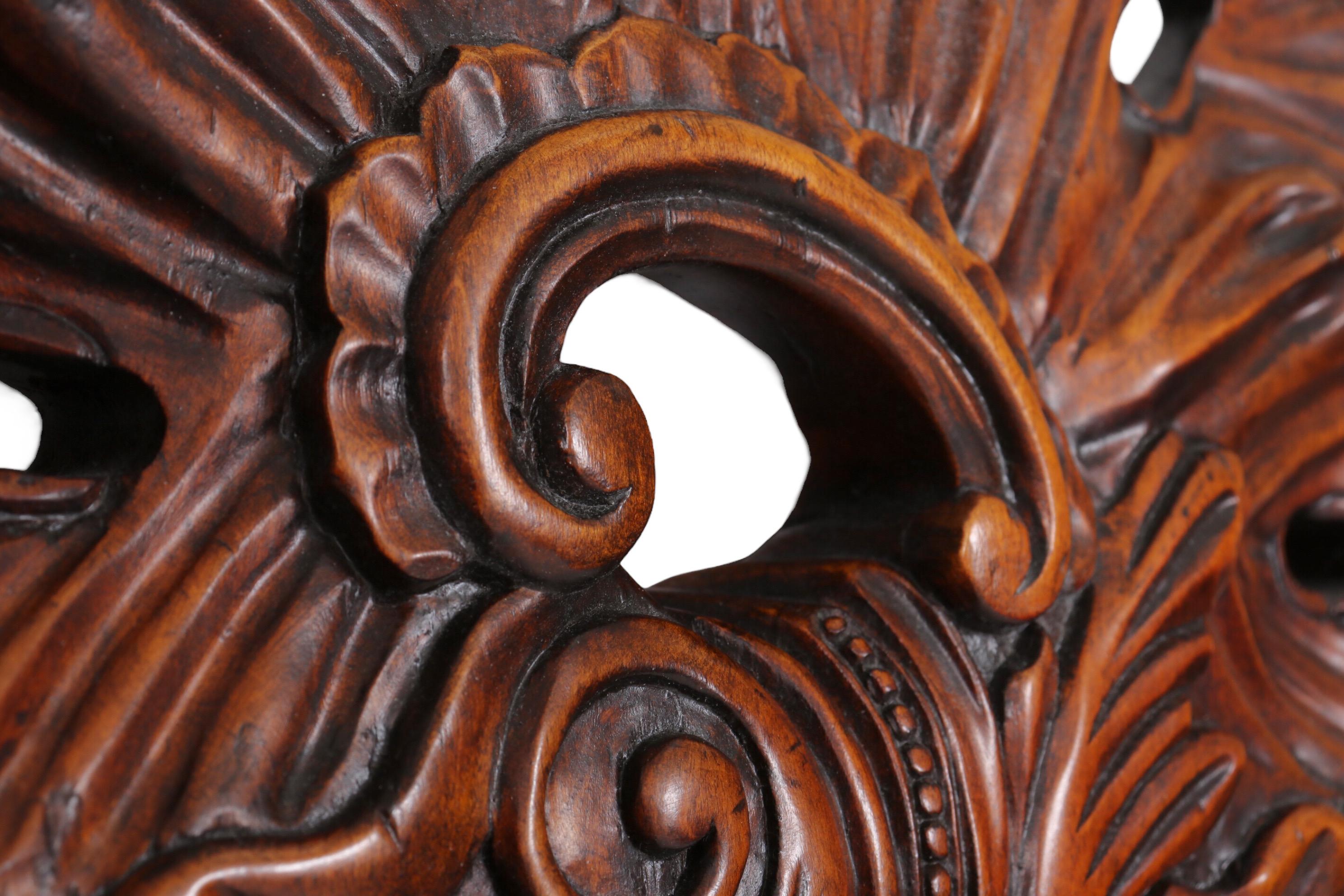 20th Century Carved Walnut Rococo Queen Headboard