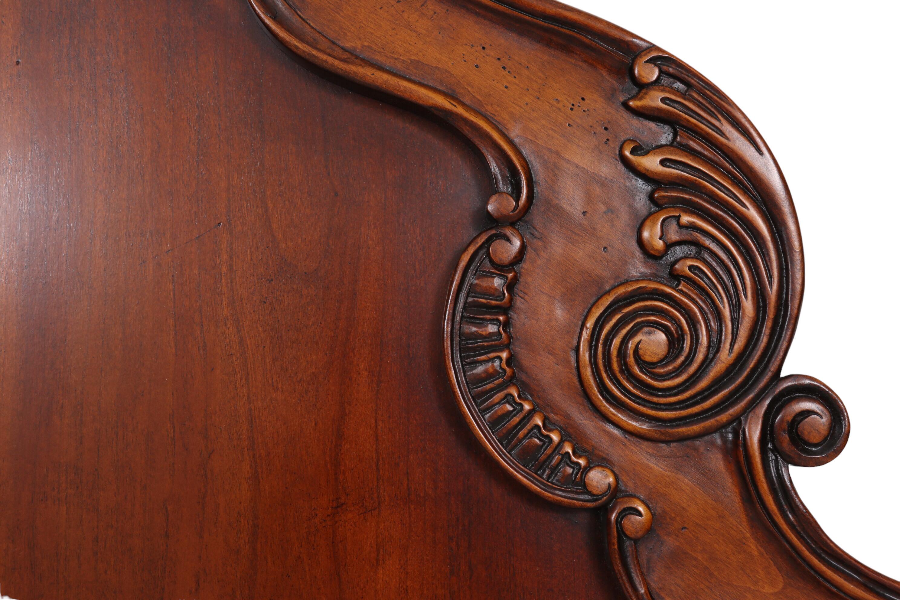 Wood Carved Walnut Rococo Queen Headboard