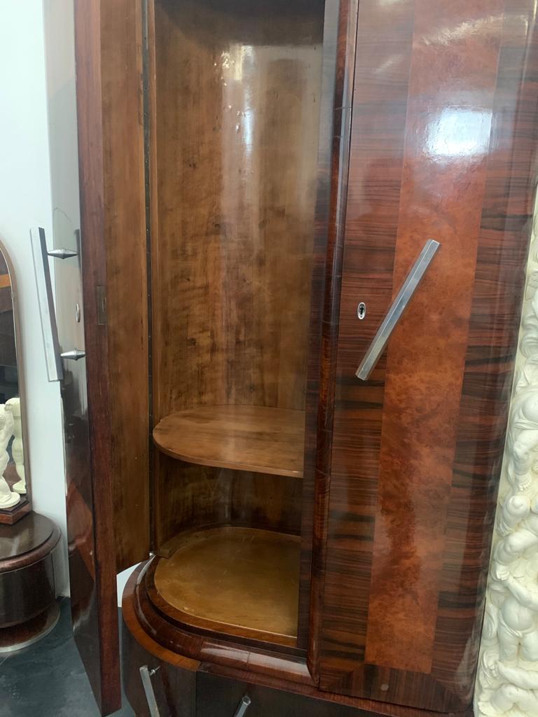 Carved Walnut & Rosewood Wardrobe with Lacquered Front from Ducrot, 1920s For Sale 6