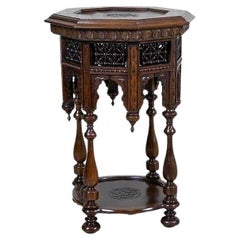 Antique Carved Walnut Side Table/Flower Stand from the Early 20th Century