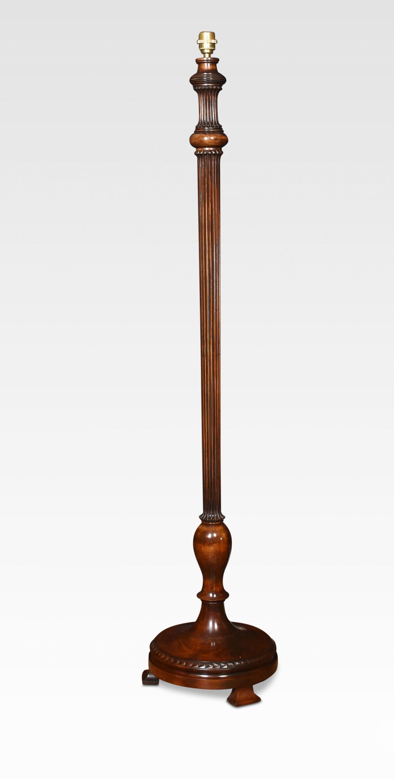 20th Century Carved Walnut Standard Lamp