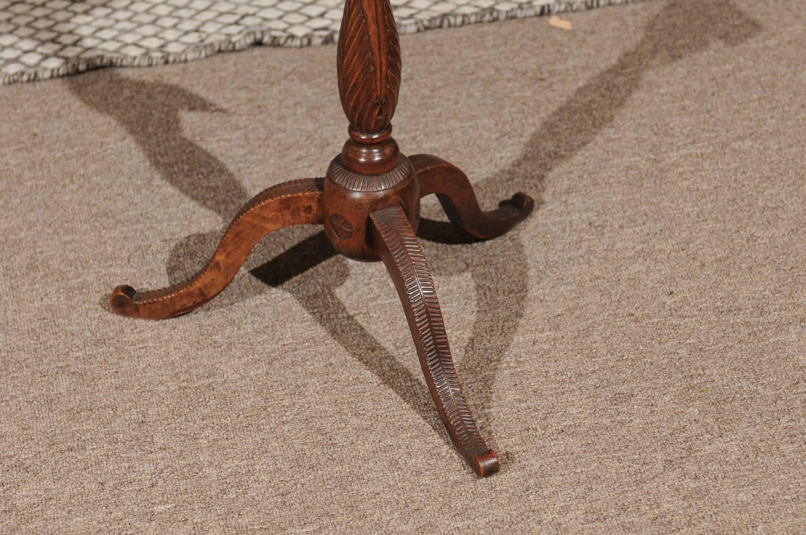 Carved Walnut Tripod Table from the Black Forest For Sale 1