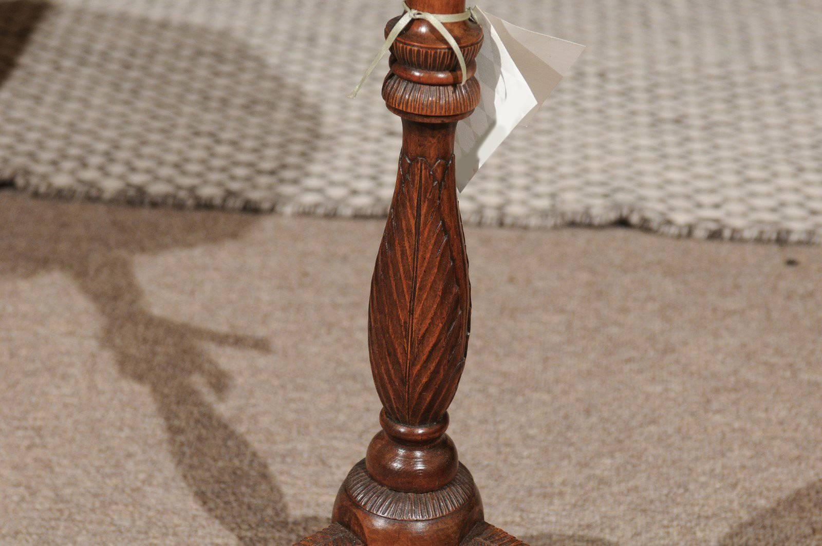 Carved Walnut Tripod Table from the Black Forest For Sale 3