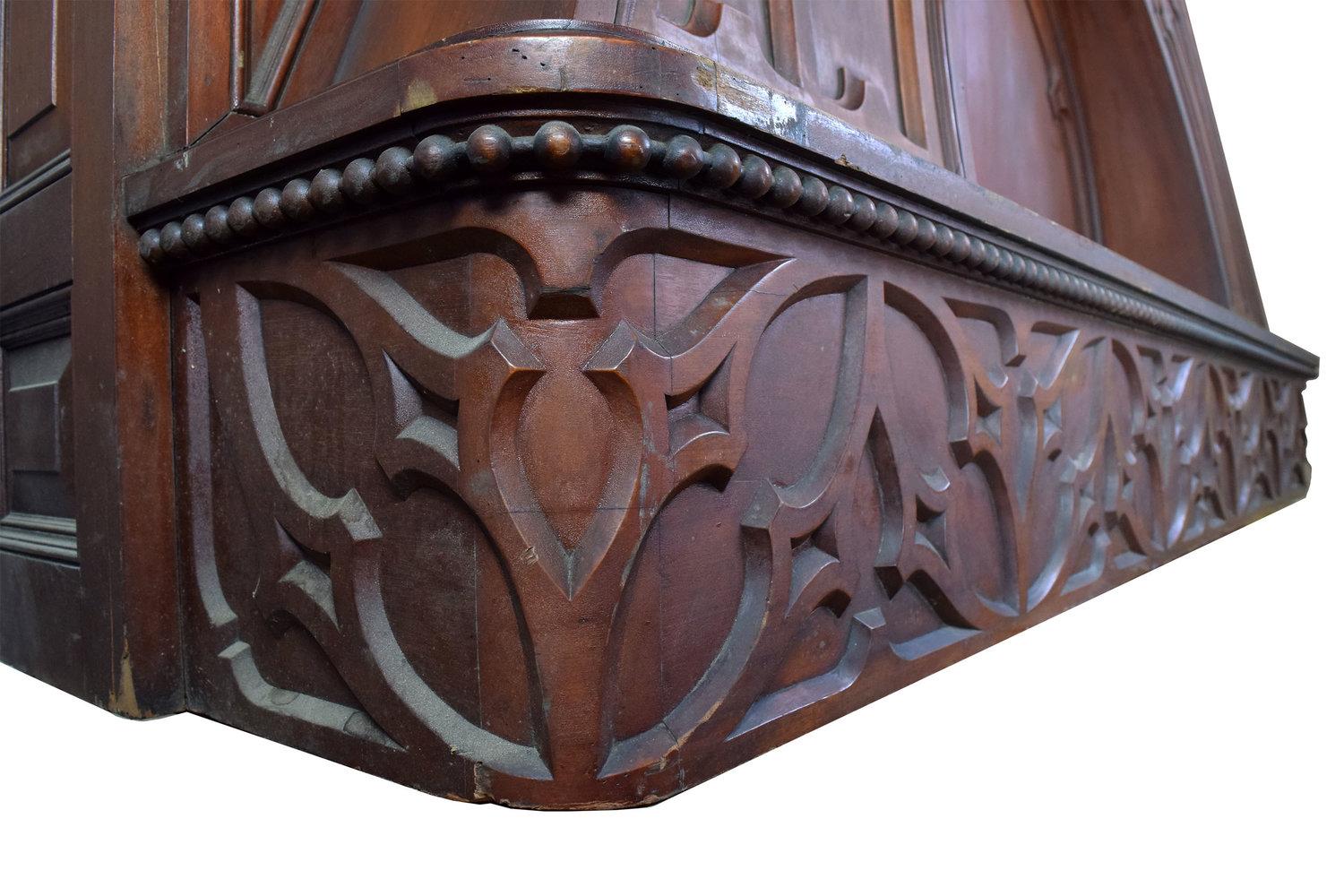 Carved Walnut Tudor Over-Mantel In Good Condition In Minneapolis, MN