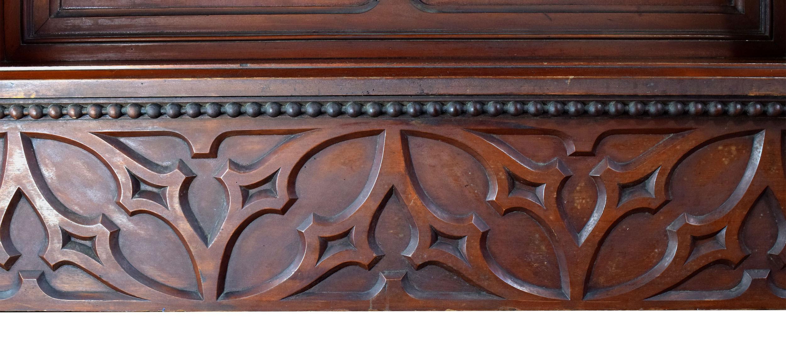 19th Century Carved Walnut Tudor Over-Mantel
