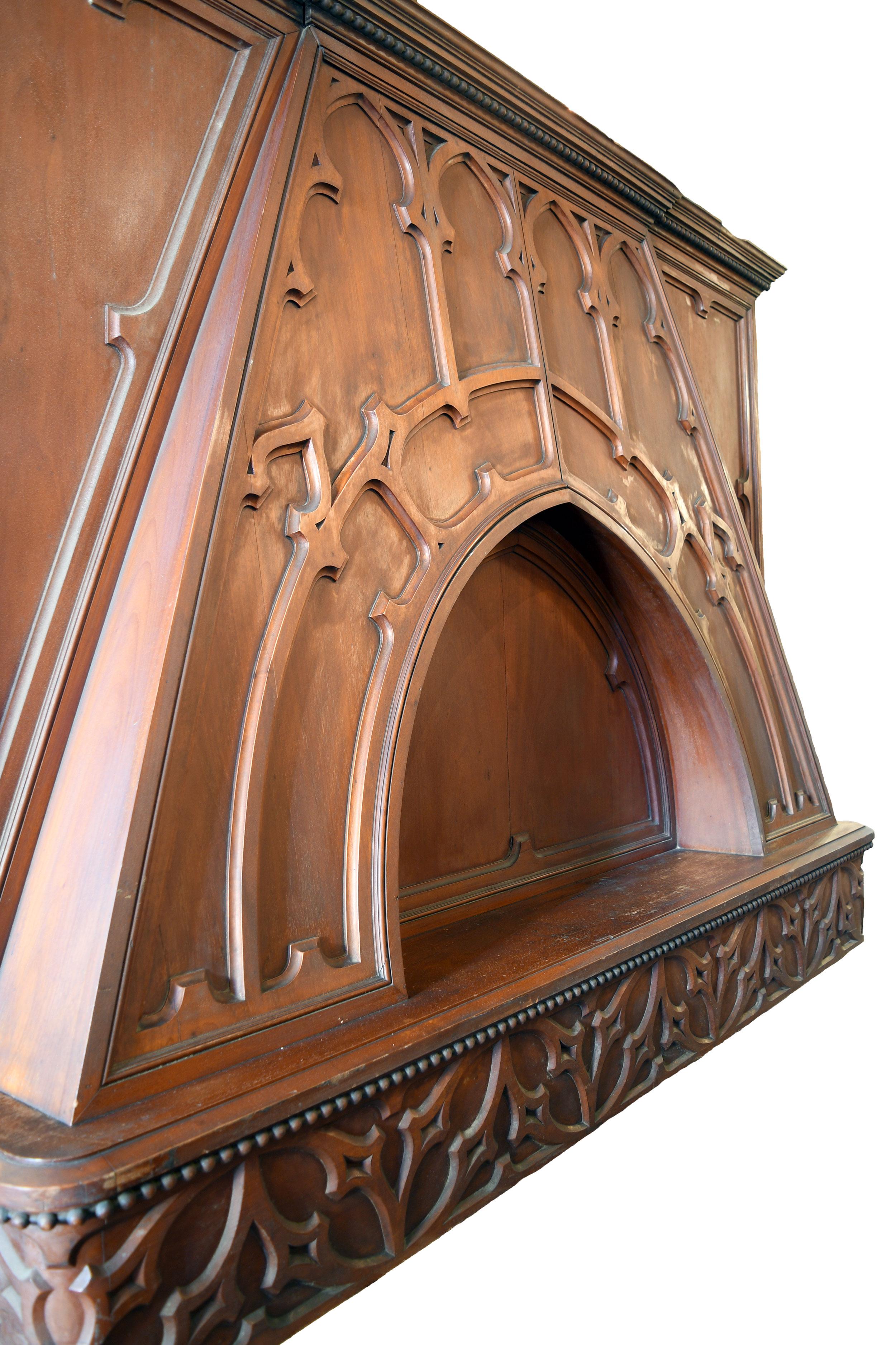 Carved Walnut Tudor Over-Mantel 1