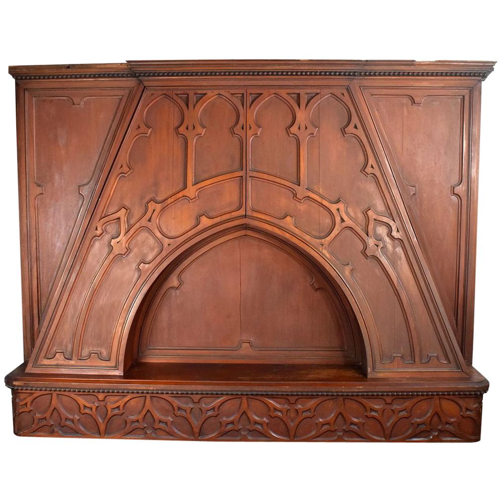 Carved Walnut Tudor Over-Mantel