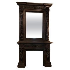 Carved walnut wood fireplace from the important Villa Biscari