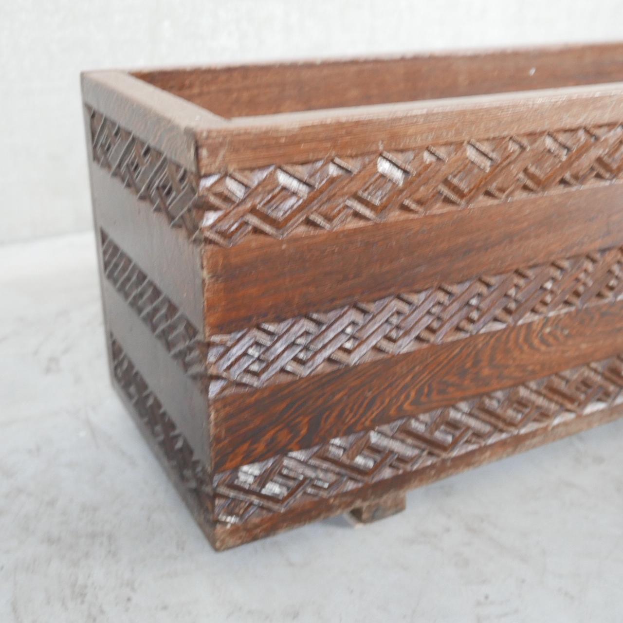 Wood Carved Wenge Mid-Century Belgium Congolese Planter For Sale