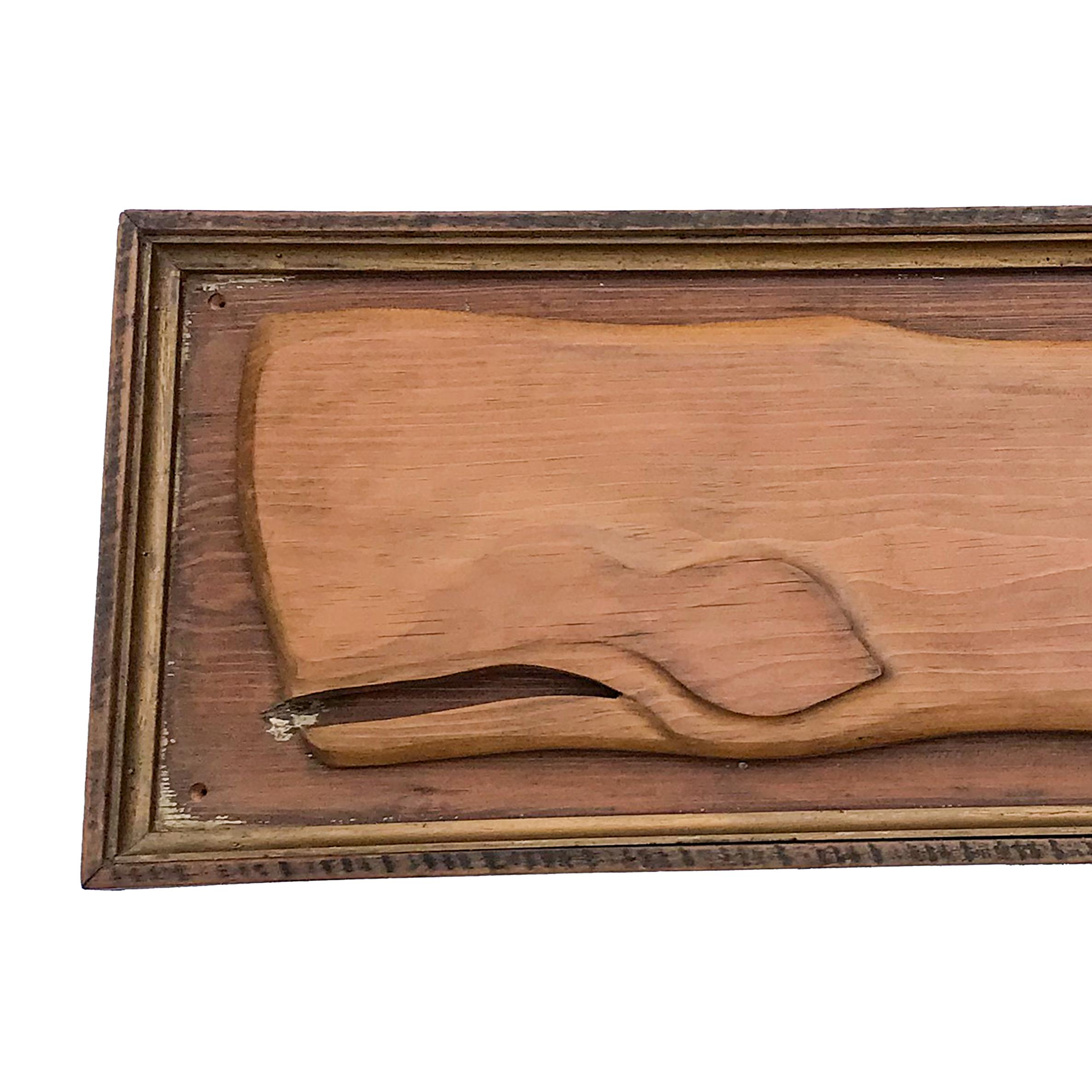 Folk Art Carved Whale on Plaque
