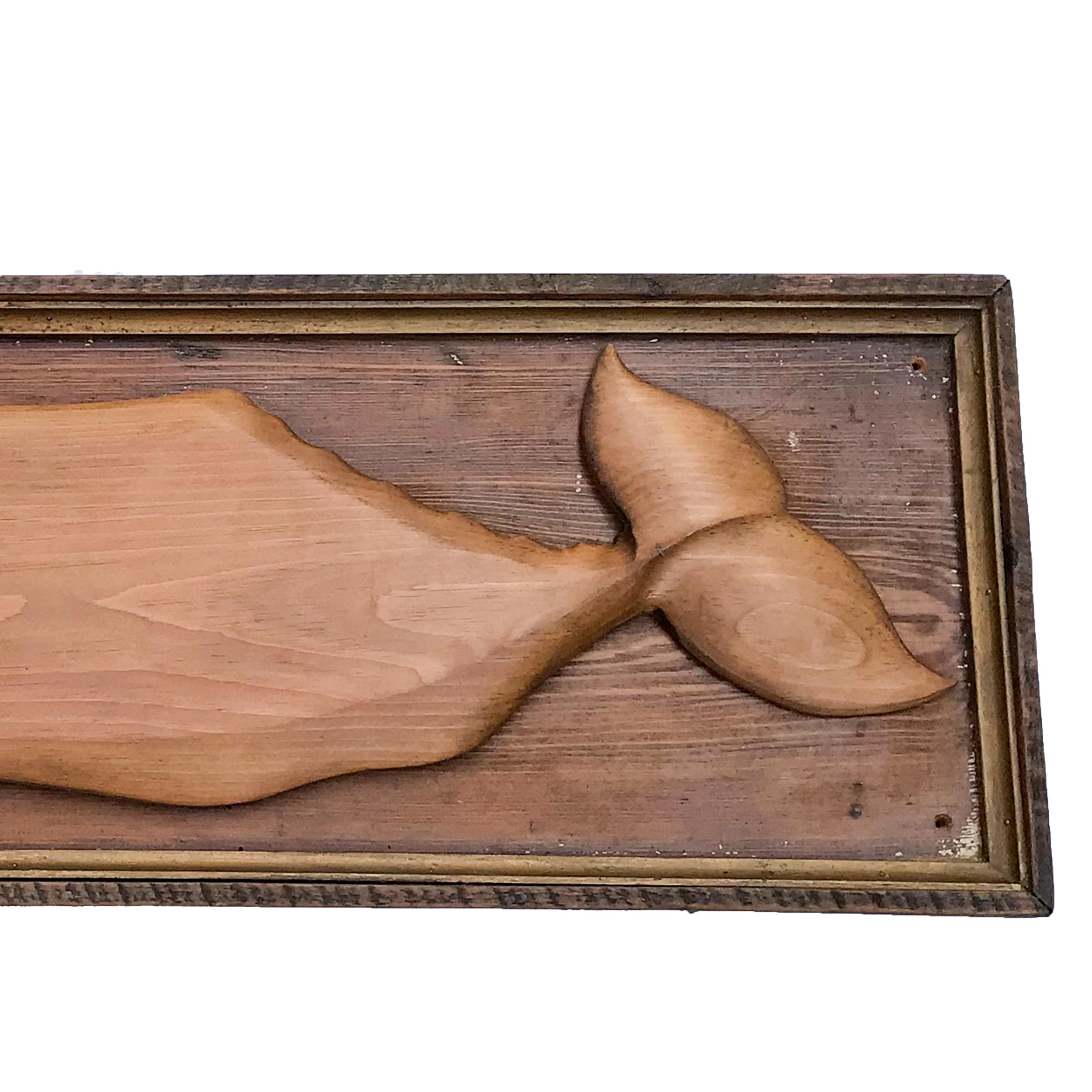 North American Carved Whale on Plaque