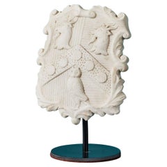 Carved White Marble Coat of Arms
