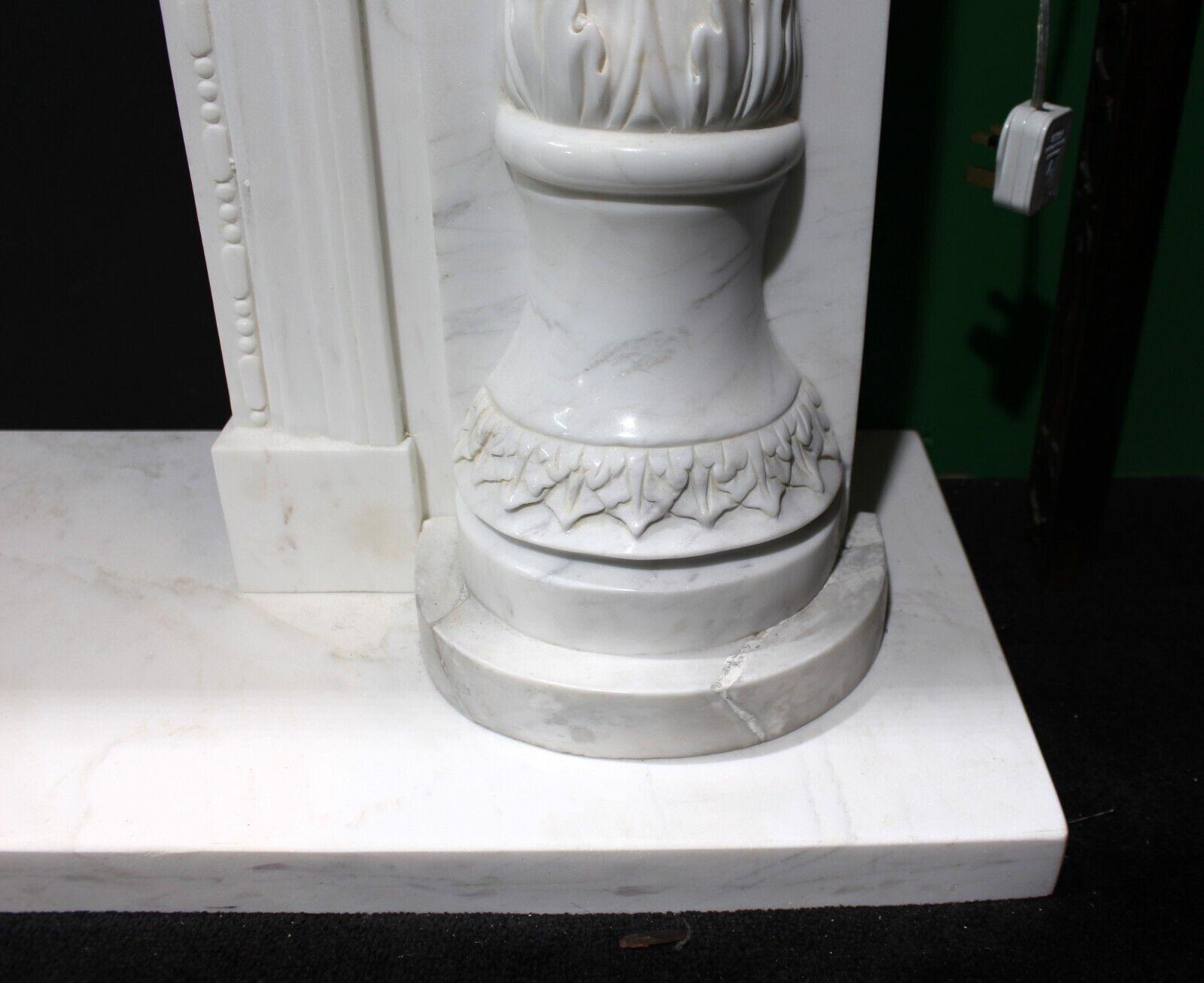 Carved White Marble Fireplace Surround with Caryatid Figures For Sale 6