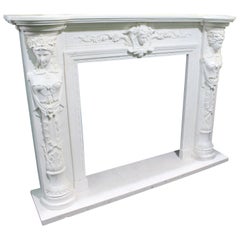 Carved White Marble Fireplace Surround with Caryatid Figures