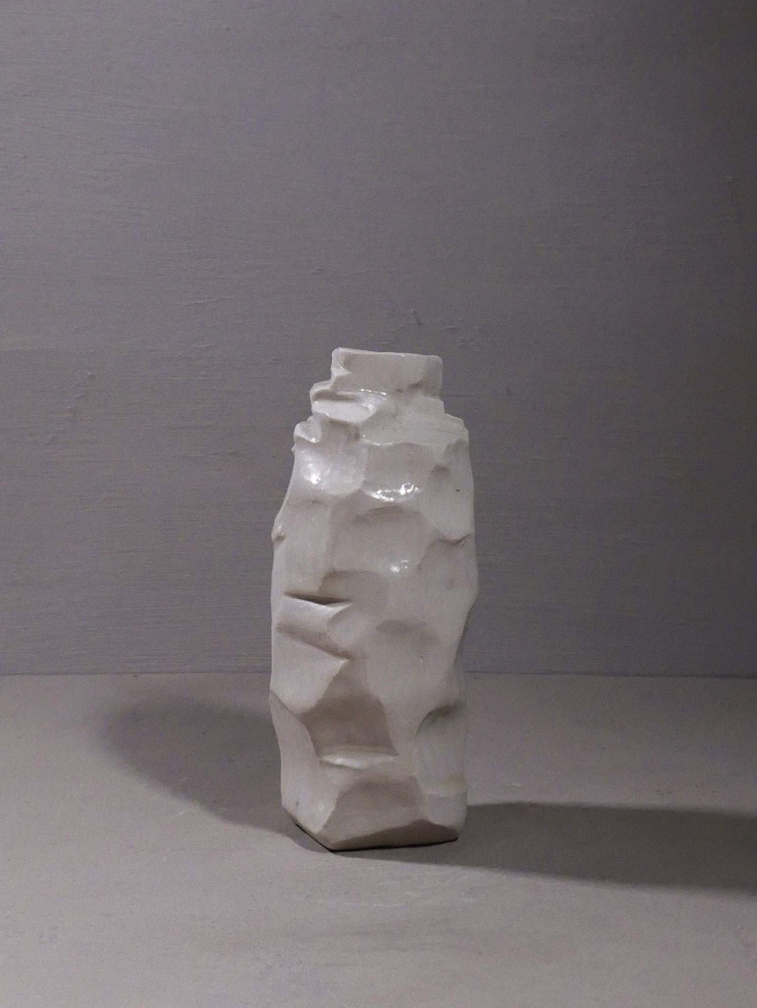 American Carved White Vase For Sale
