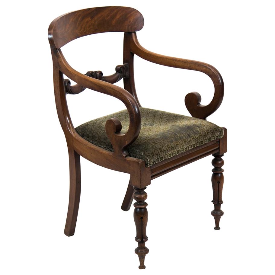 Carved William IV Armchair For Sale
