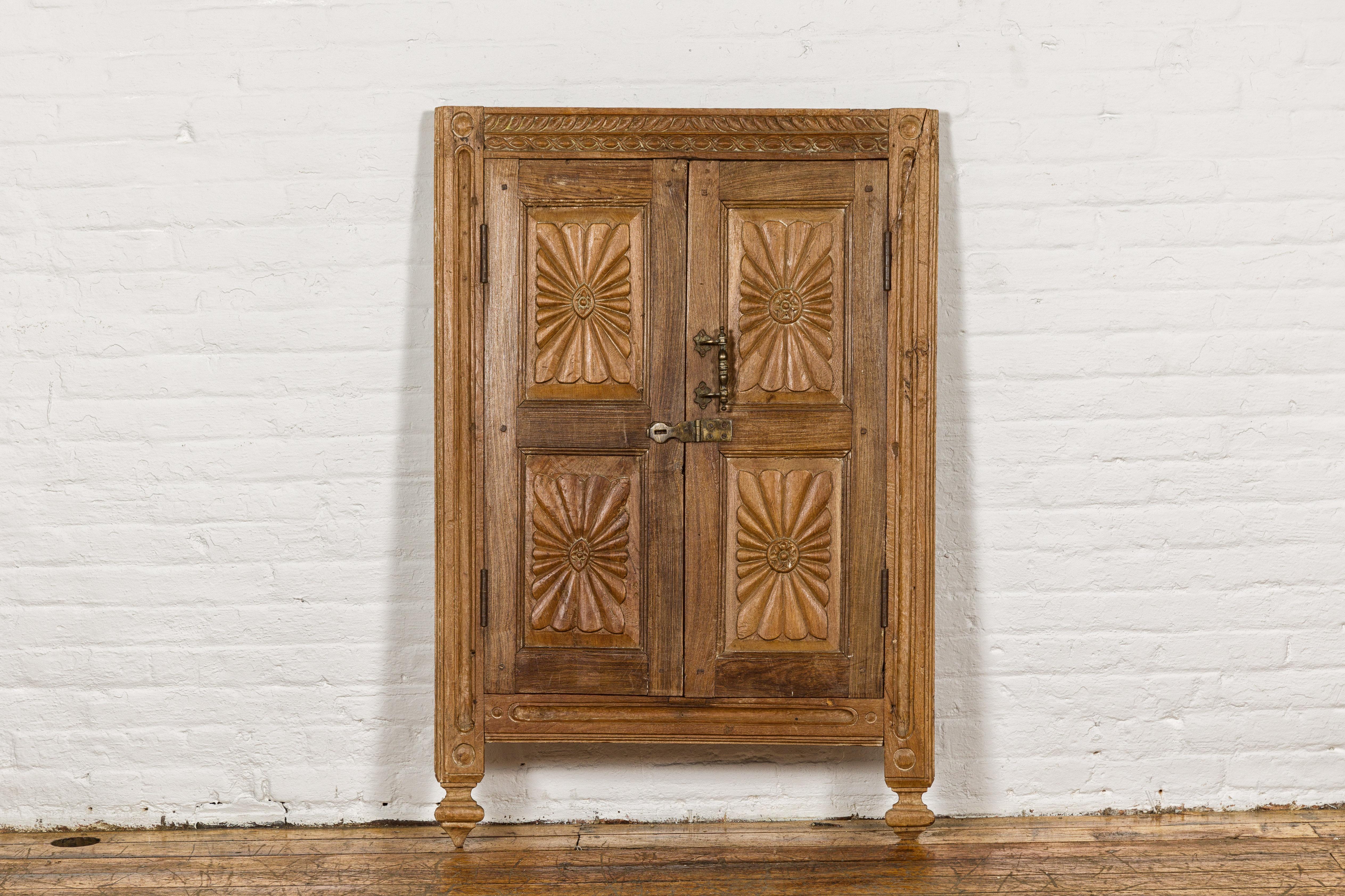 Indian Carved Window from the 19th Century Retrofitted with Heavy Antiqued Mirror For Sale