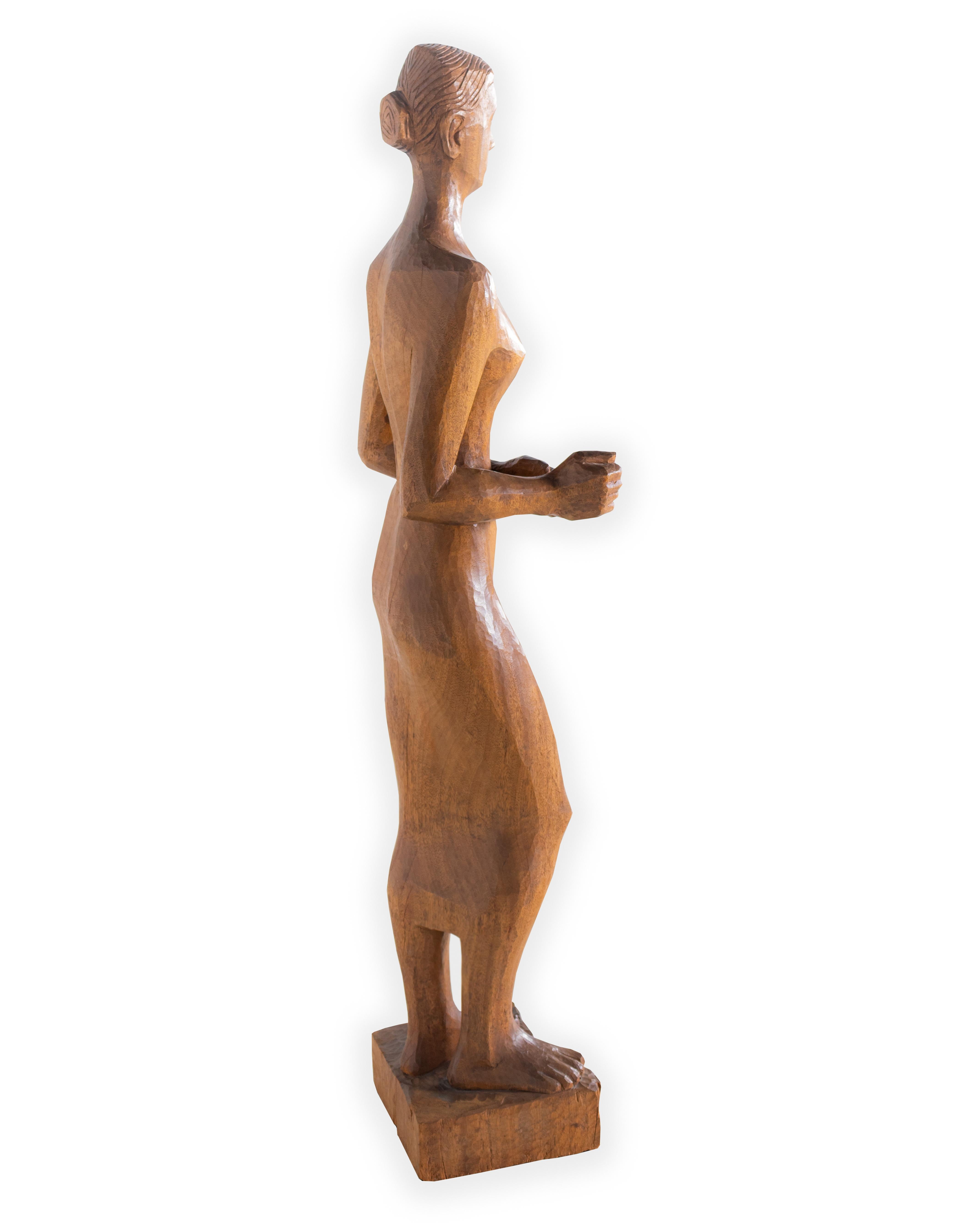 Organic Modern Carved Woman with Base For Sale