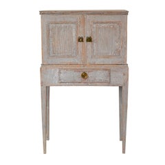 Carved Wood 18th Century Gustavian Cabinet Cupboard