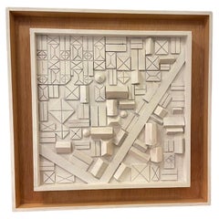 Carved Wood Abstract Geometric Composition by André Pailler