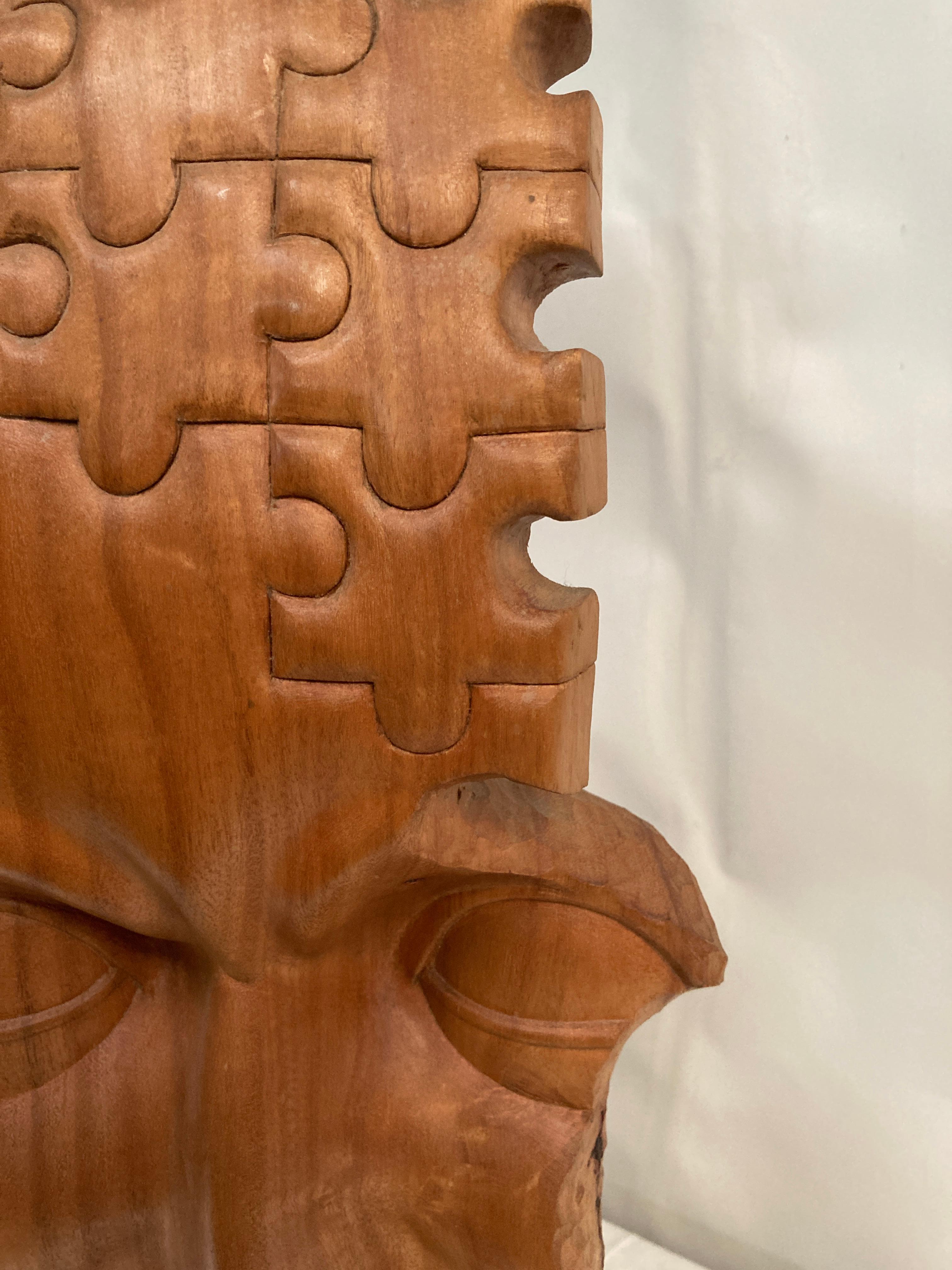 Pearwood Carved wood abstract head sculpture For Sale