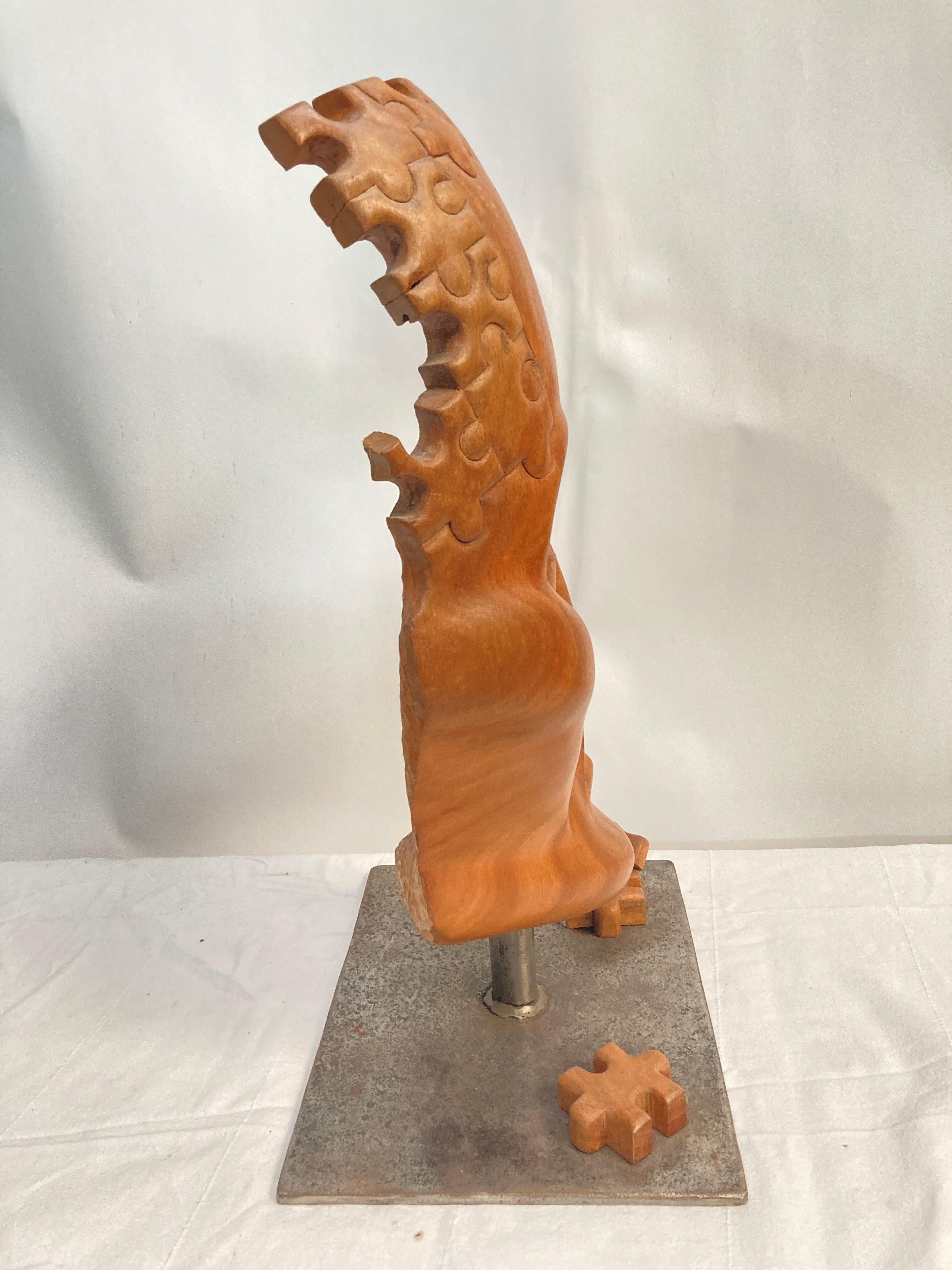 Carved wood abstract head sculpture For Sale 1