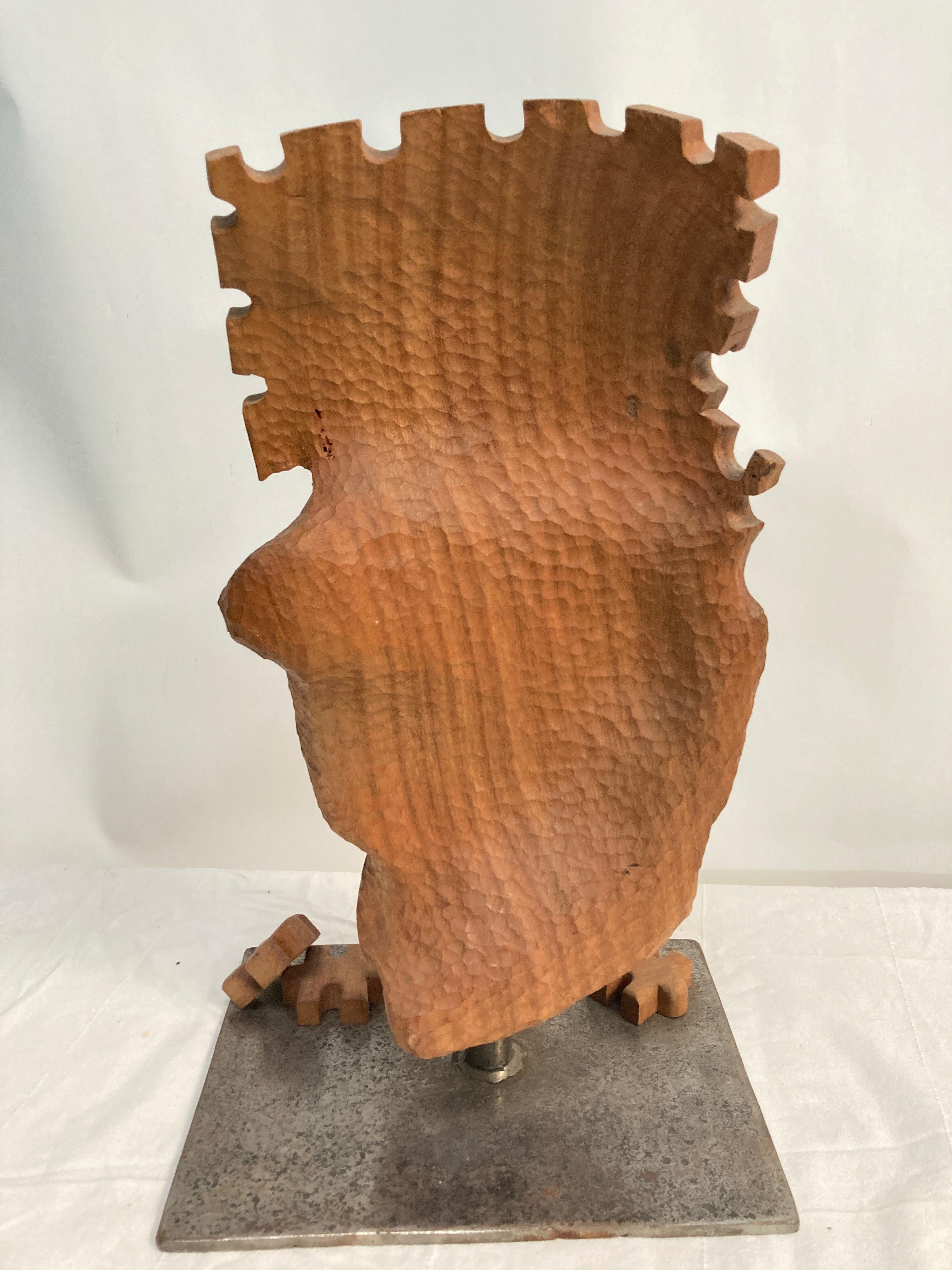 Carved wood abstract head sculpture For Sale 2