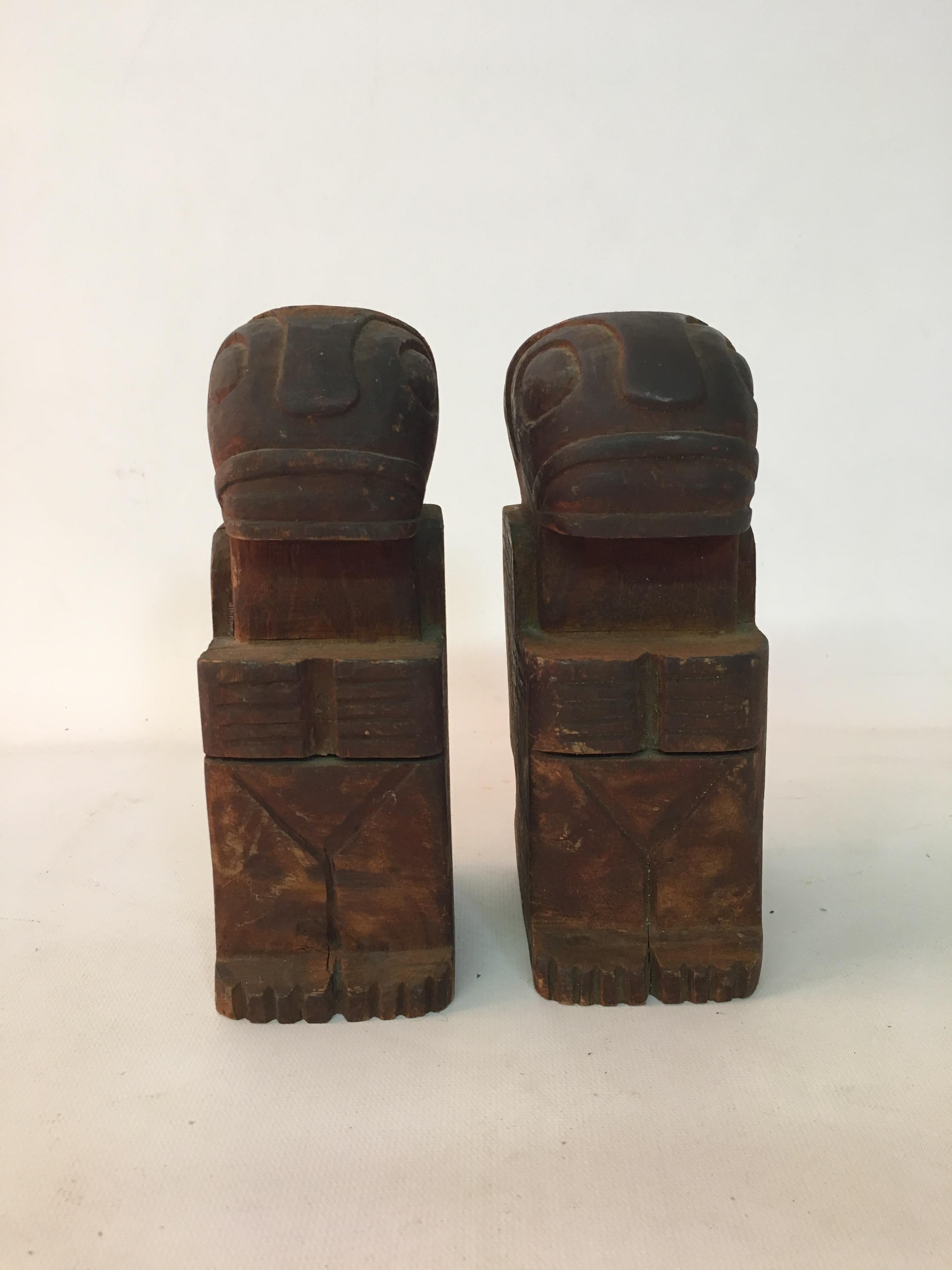 Wonderful patina and age from The Marquesas Islands (French Polynesia). Stylized and intricate detailed carving. Wear and splits to both carved figures. Structurally sound, circa early 20th century.
 