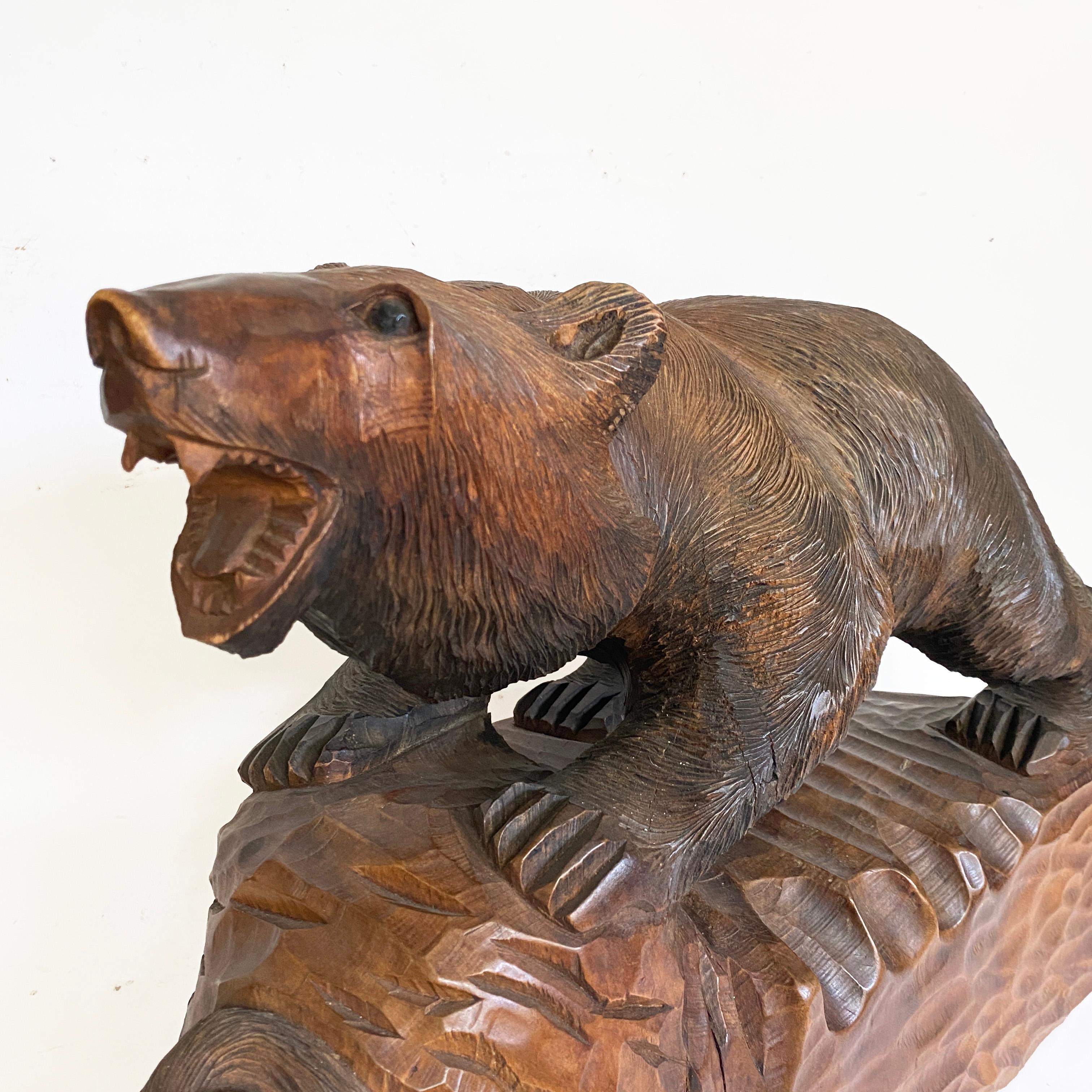 ainu bear wood carving
