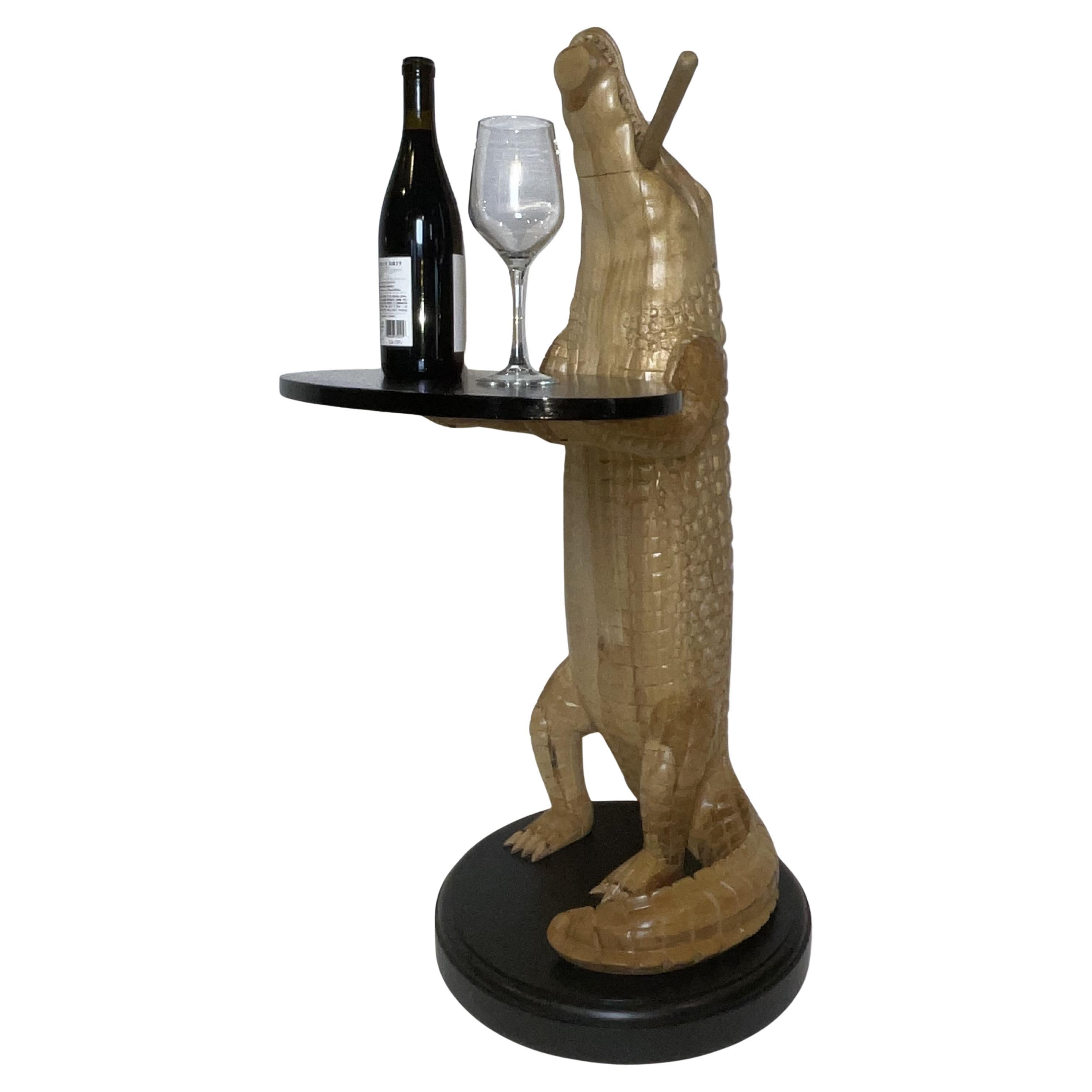 Carved Wood Alligator with Cigar