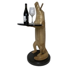 Carved Wood Alligator with Cigar