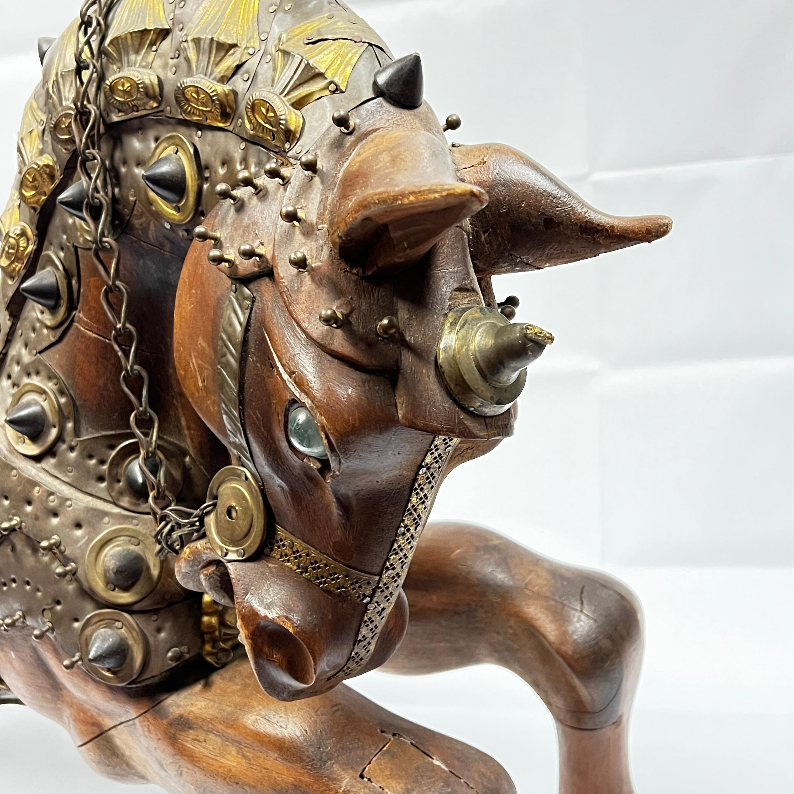 Carved Wood and Copper Carousel Style Horse 6