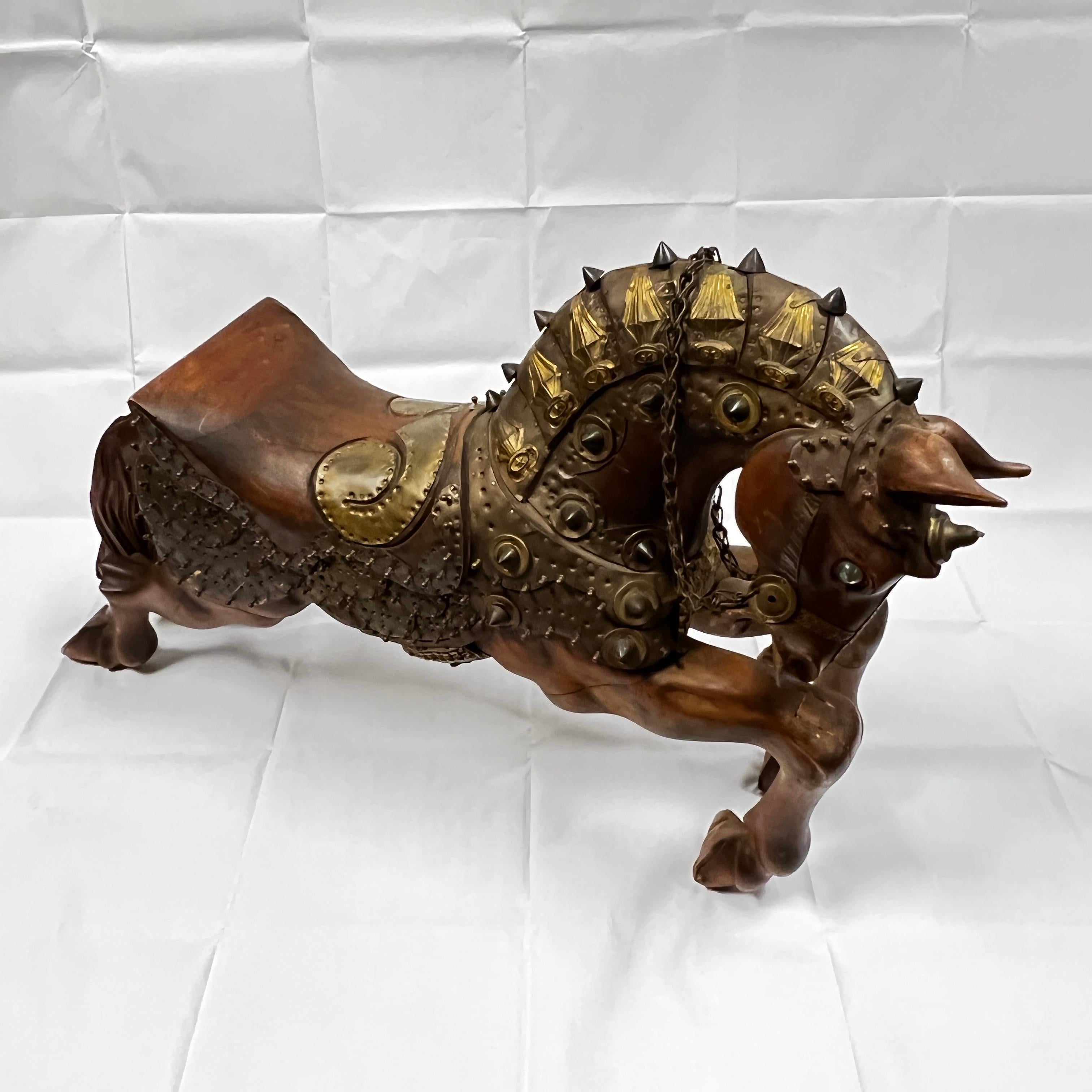 Carved Wood and Copper Carousel Style Horse In Good Condition In New York, NY
