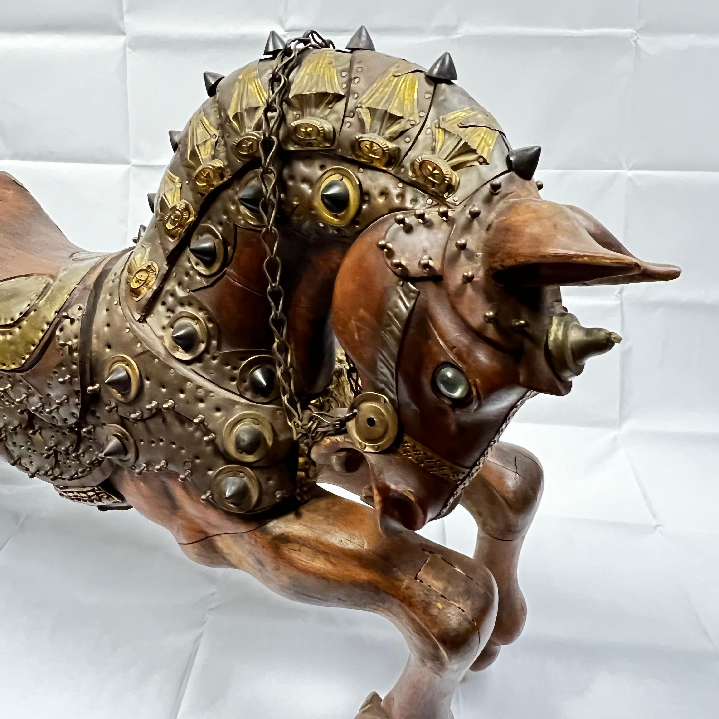 20th Century Carved Wood and Copper Carousel Style Horse
