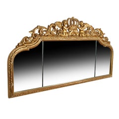 Carved Wood and Gilded Overmantel Mirror, circa 1900