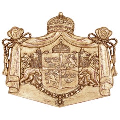 Carved Wood and Gilt Armorial Plaque