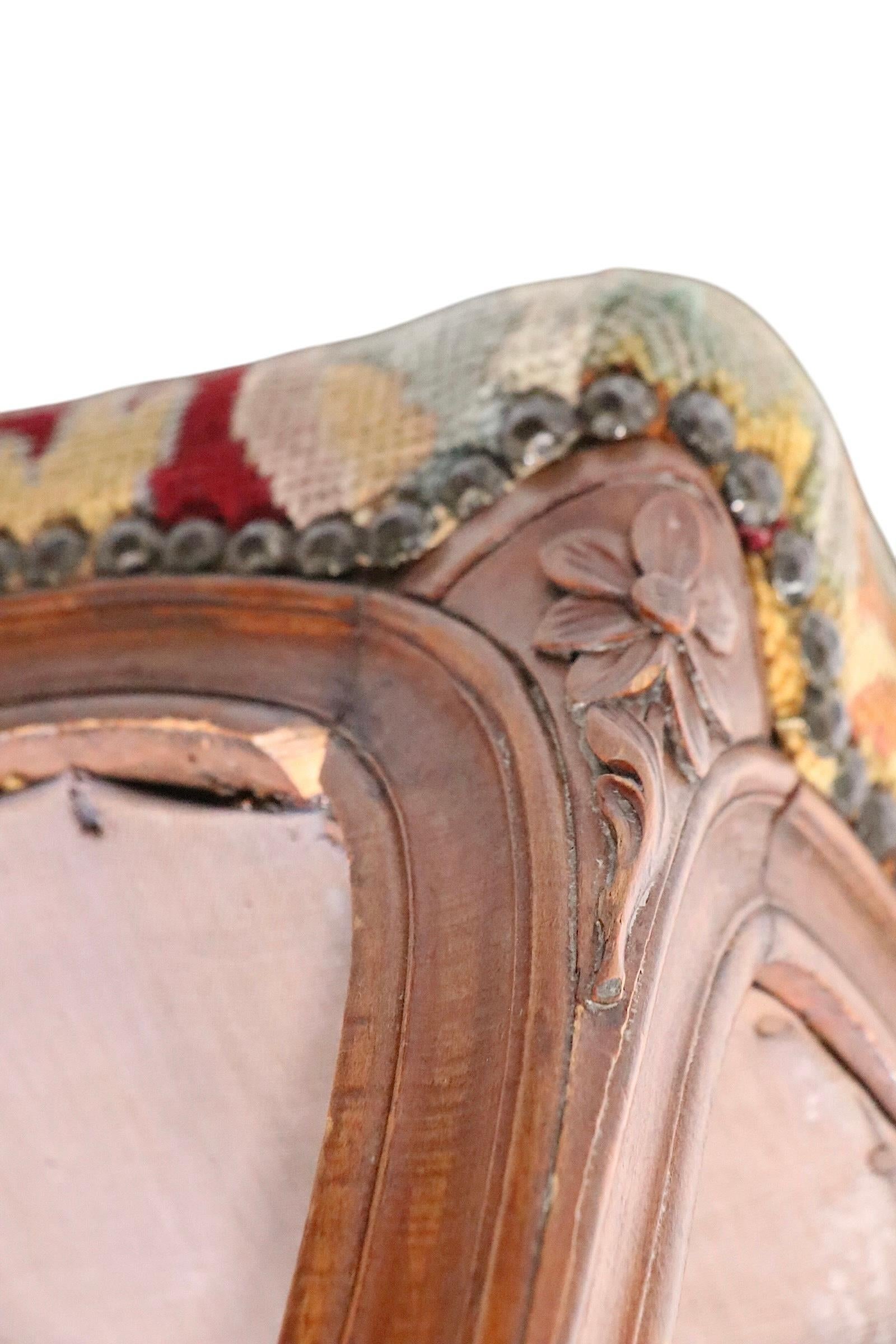 Carved Wood and Needlepoint Louis XV Style Bench 12