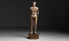 Carved Wood and Plaster Life Size Saint Sculpture, Italy 1890