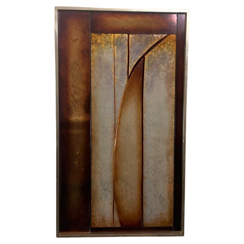 Carved wood and resin panel, 1980s For Sale